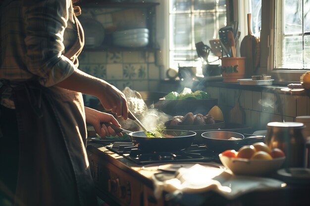 Gotowanie we wnętrzu kuchni