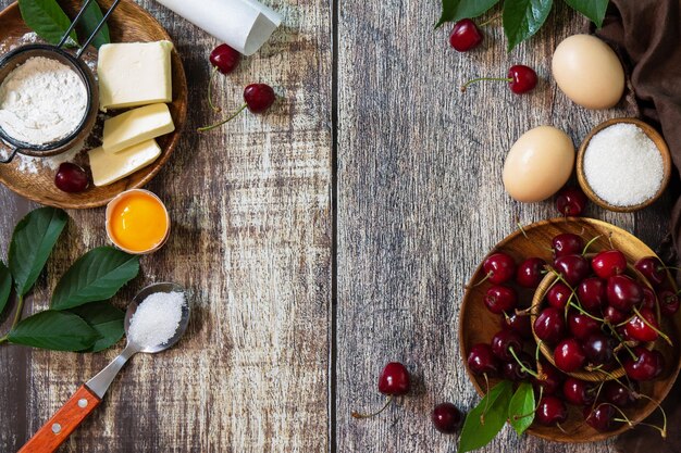 Świeże składniki na drewnianym stole